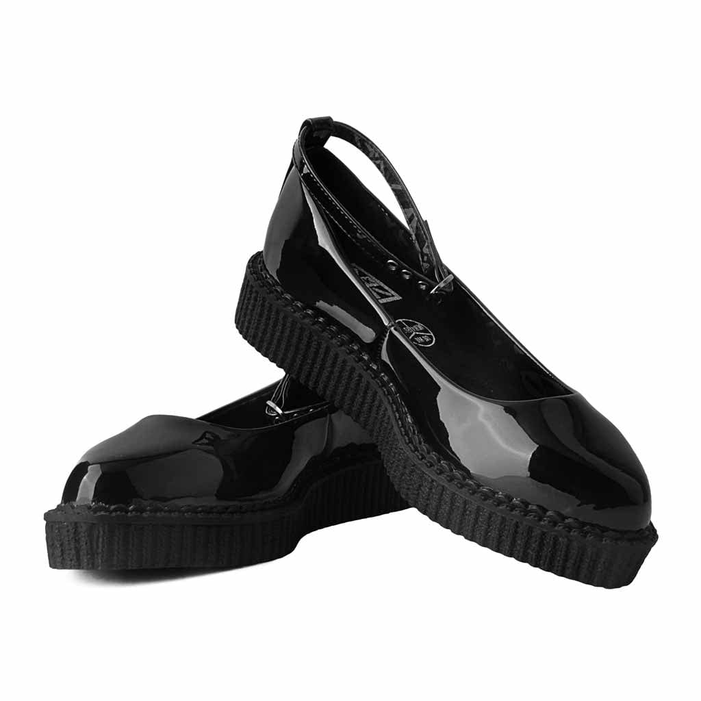 TUK Shoes Ballet Creeper Ankle Strap Black Hologram
