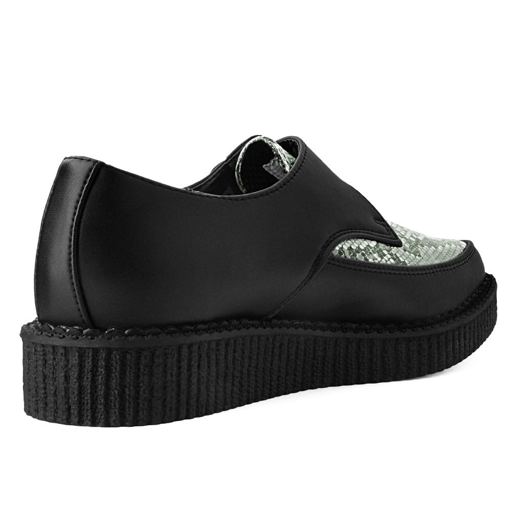 TUK Shoes Pointed Buckle Creepers Black / Grey Snake Skin TUKskin Vegan