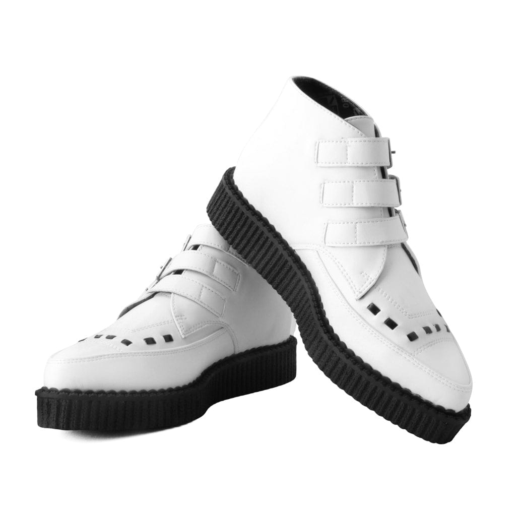 TUK Shoes Pointed Creeper 3-Buckle Boot White TUKskin