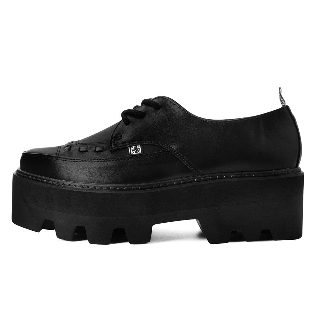 TUK Shoes Pointed Dino Lug Stacked Sole Black Vegan Leather