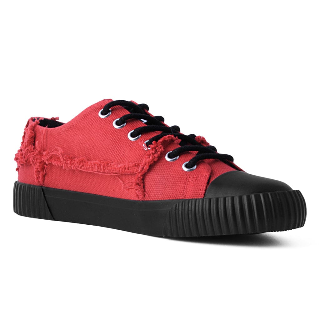 TUK Shoes Rubber Toe Sneaker Low Cut Red Raw Canvas