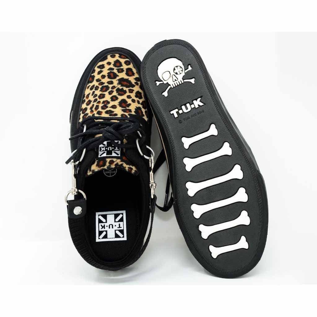 TUK Shoes Creeper Sneaker Mule Black & Leopard Canvas