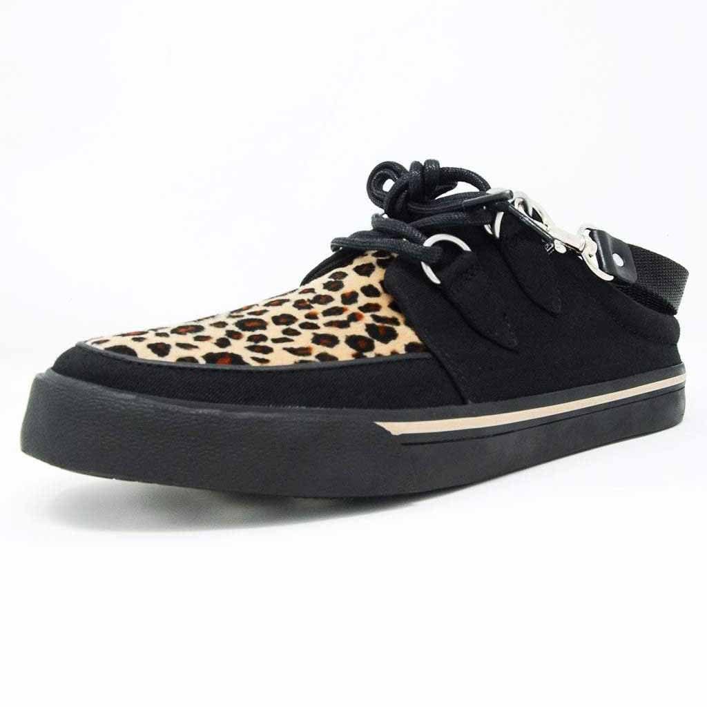 TUK Shoes Creeper Sneaker Mule Black & Leopard Canvas