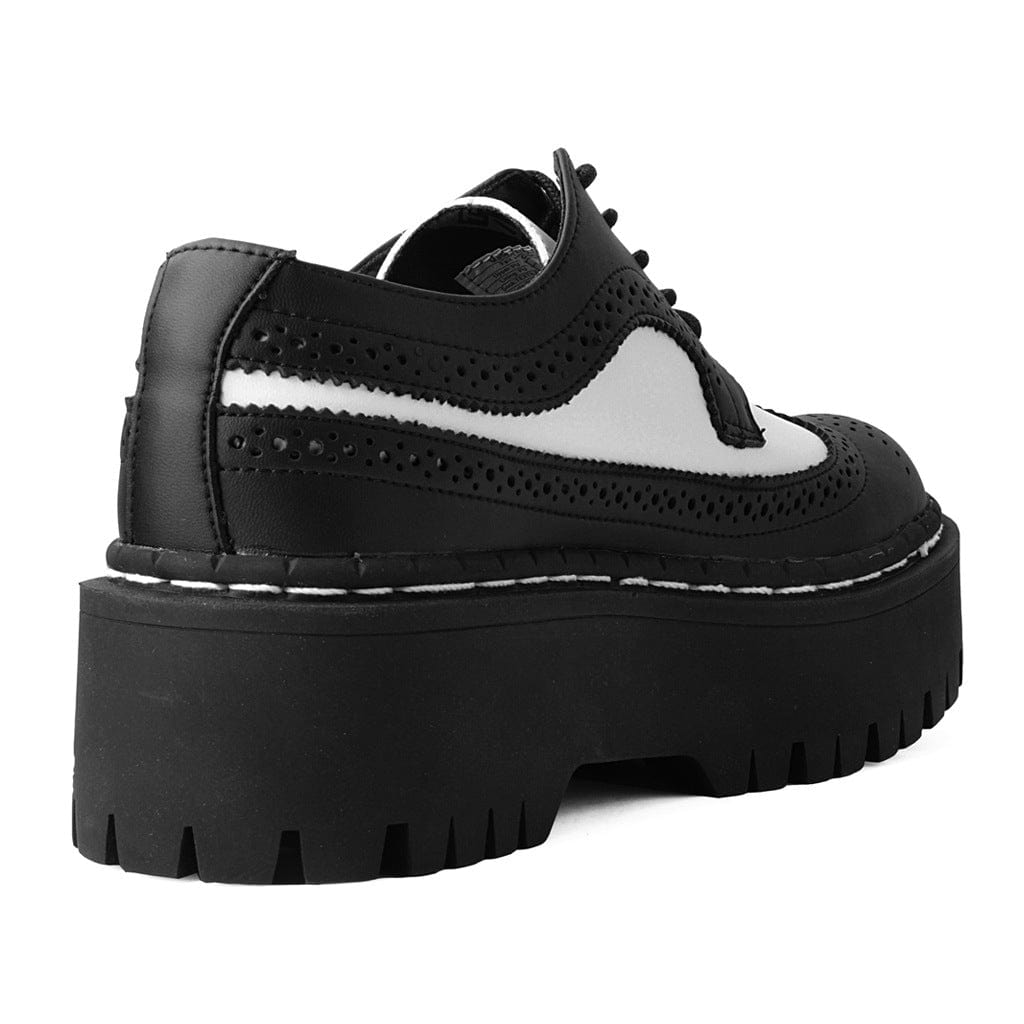 TUK Shoes Double Decker Brogue Lace Up Black & White TUKskin™