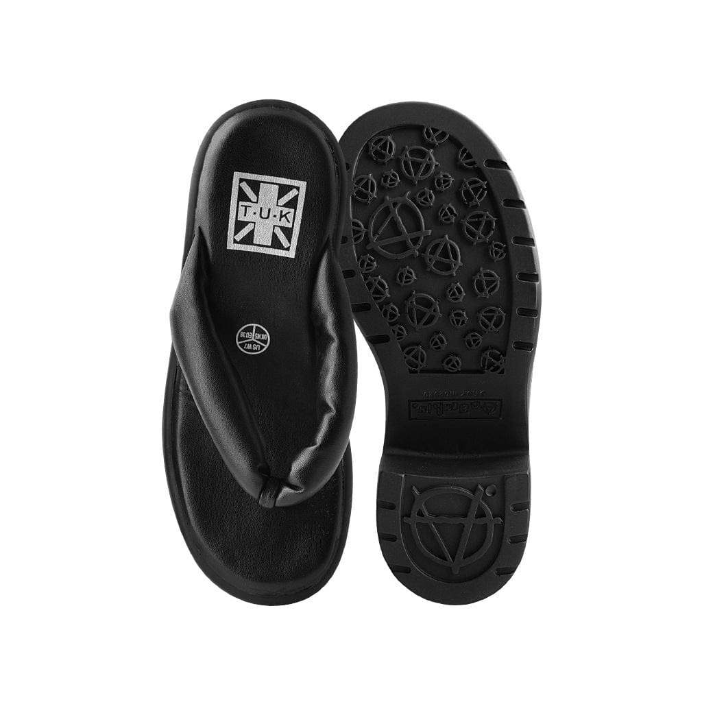 TUK Shoes Bubble Heel Platform Thongs Black Vegan Leather