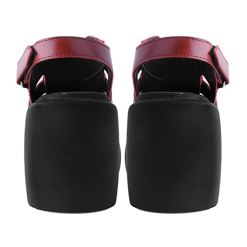 TUK Shoes Bubble Heel Platform Sandal Red Vegan Leather