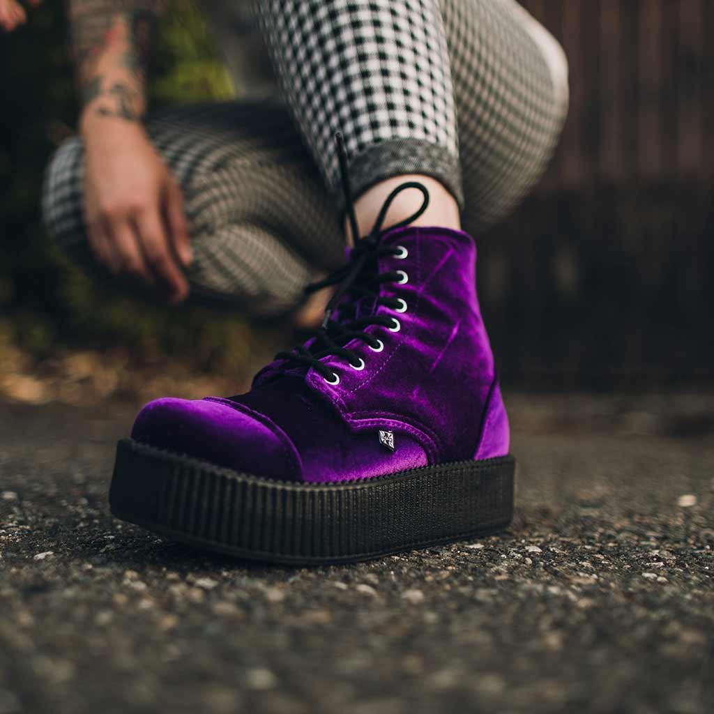 TUK Shoes Viva High Mondo Boot Purple Velvet