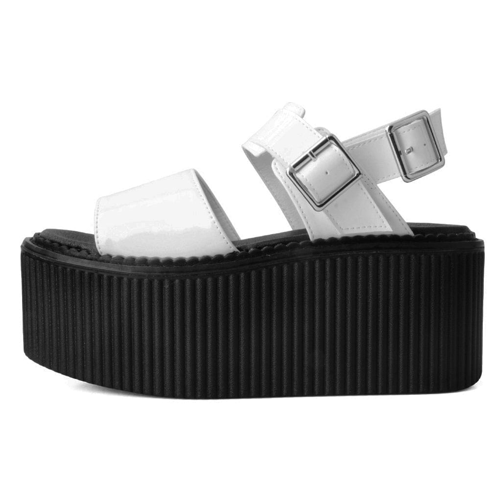 TUK Shoes Strato Sandal White Patent Faux Leather