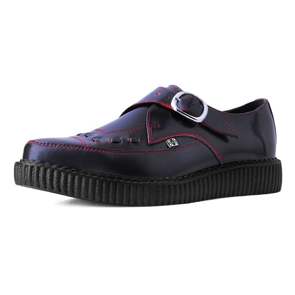 TUK Shoes Pointed Creeper Burgundy Rub Off Leather