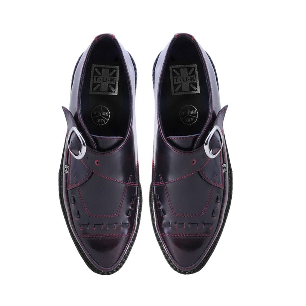 TUK Shoes Pointed Creeper Burgundy Rub Off Leather