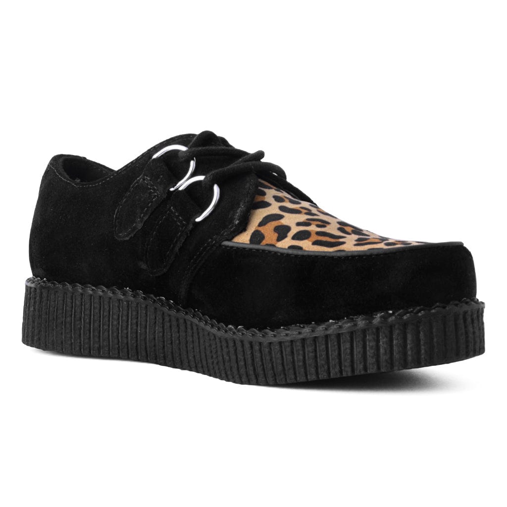 TUK Shoes Viva Ultra Low Toe Creeper Black / Leopard Suede