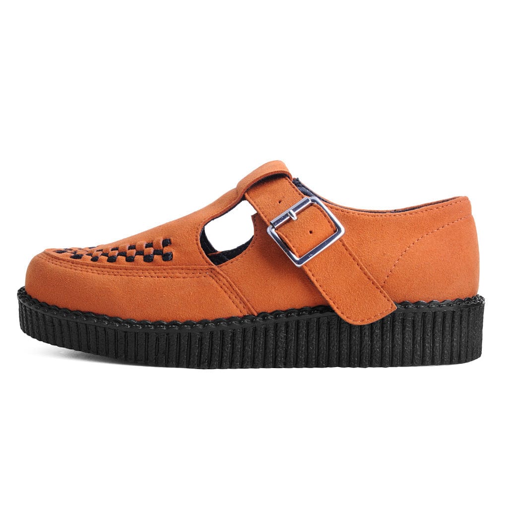 TUK Shoes Viva Flex T-Bar Sandal Bunt Orange Vegan Suede