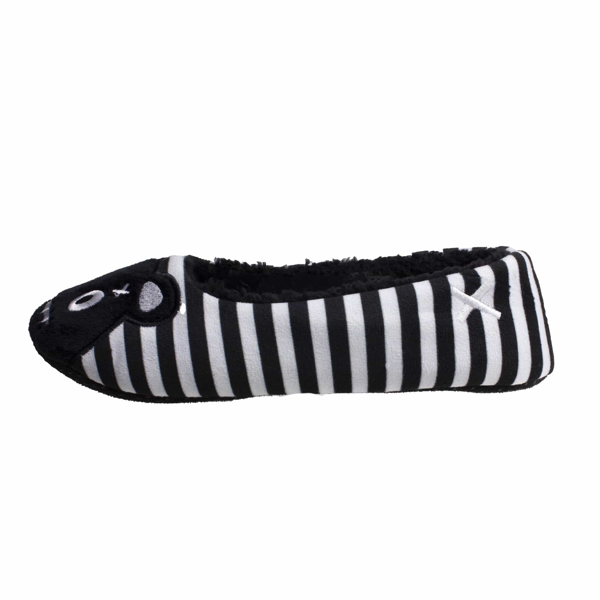 Slipper Black White Stripe Punk Teddy