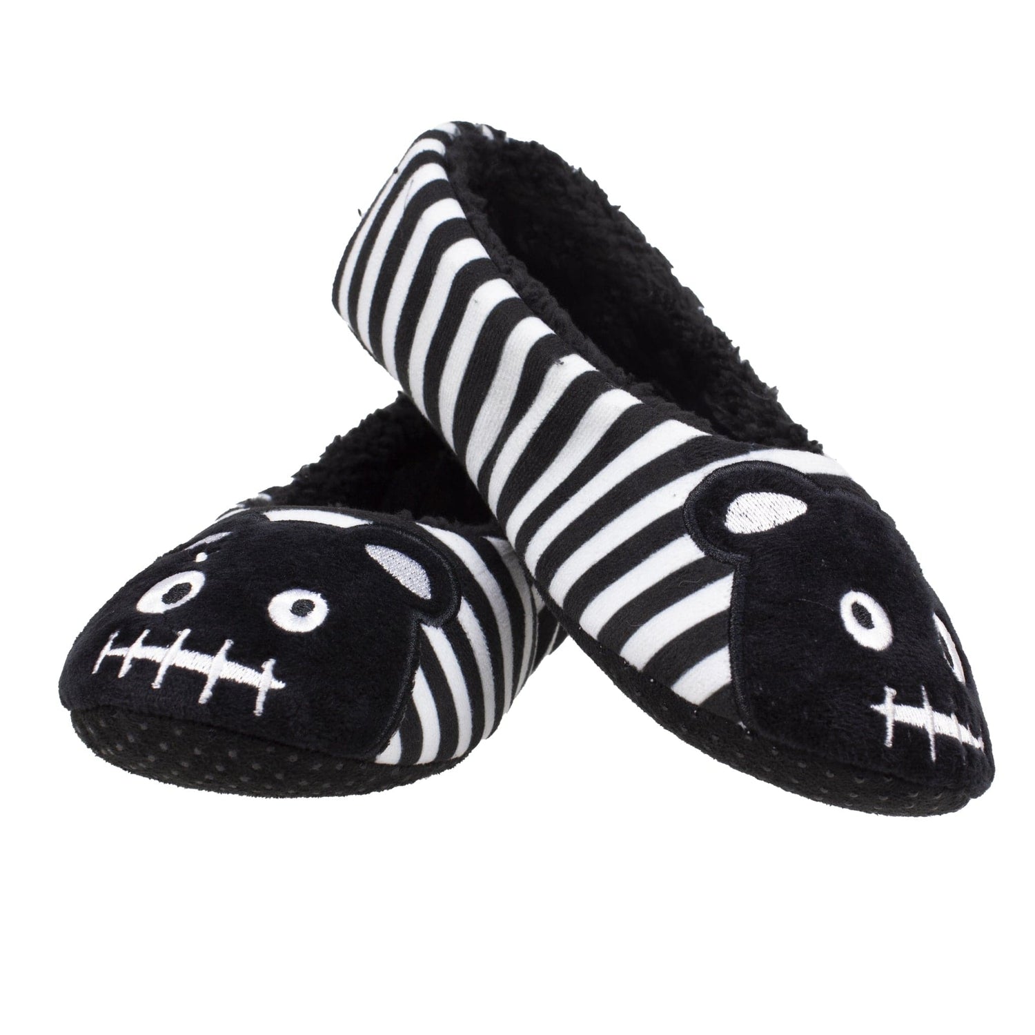 TUK Shoes Slipper Black & White Stripe Punk Teddy