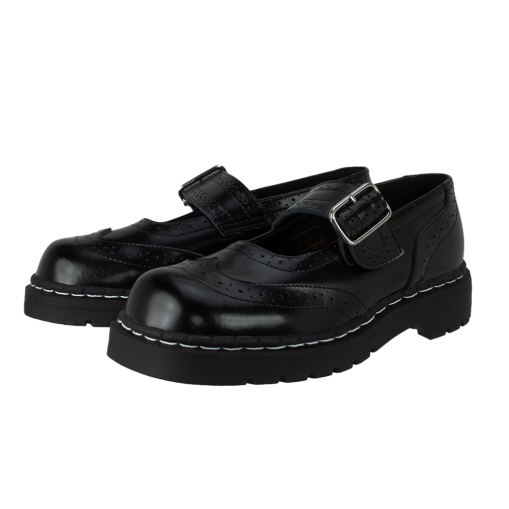 TUK Shoes Anarchic Mary Jane Brogue Black Leather