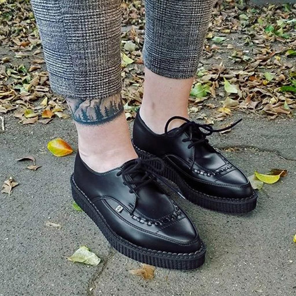 Pointed Creeper Lace Up Black TUKskin™ - Main Image