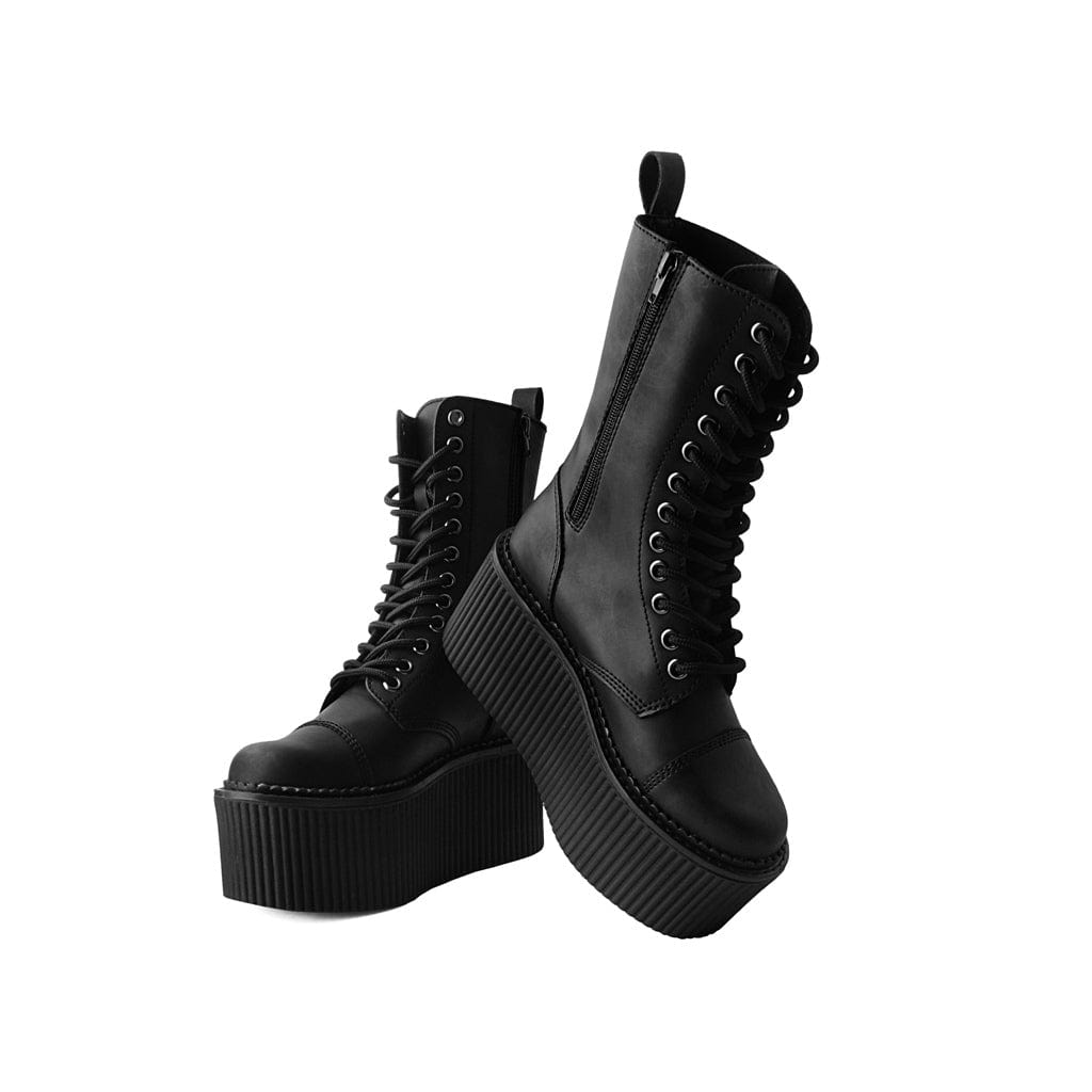 TUK Shoes Stratocreeper Boot 12-Eye Black Faux Leather