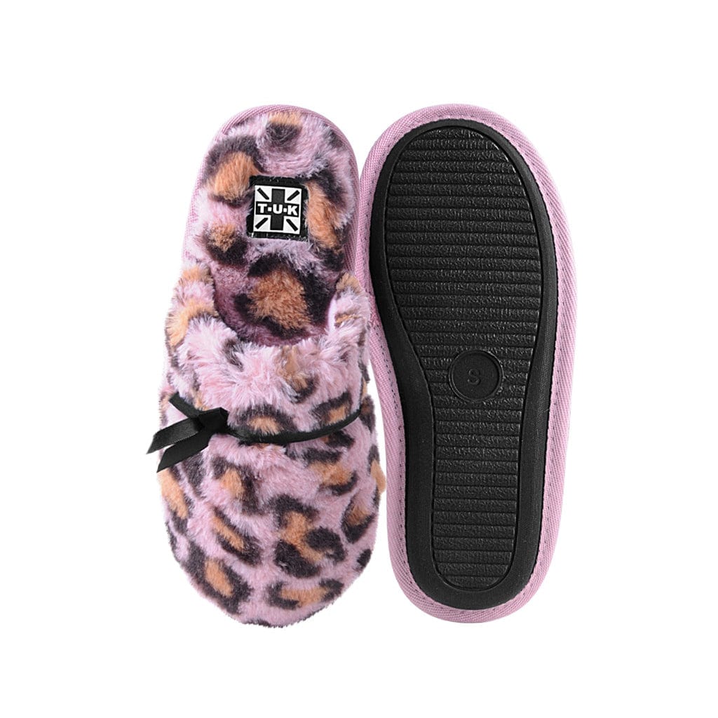 TUK Shoes Slipper Pink Leopard Faux Fur