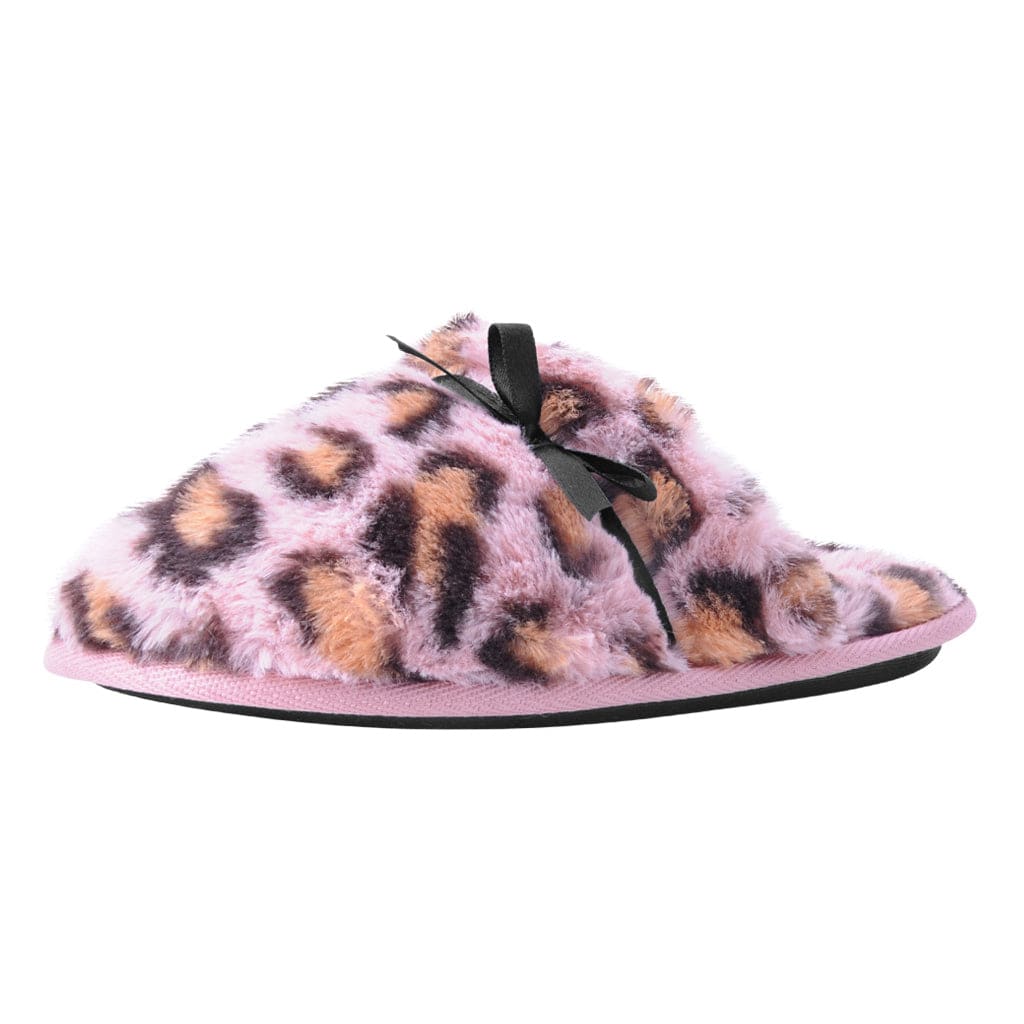 Pink Leopard Vegan Fuzzy Fur Slipper Vegan Slippers Shoes