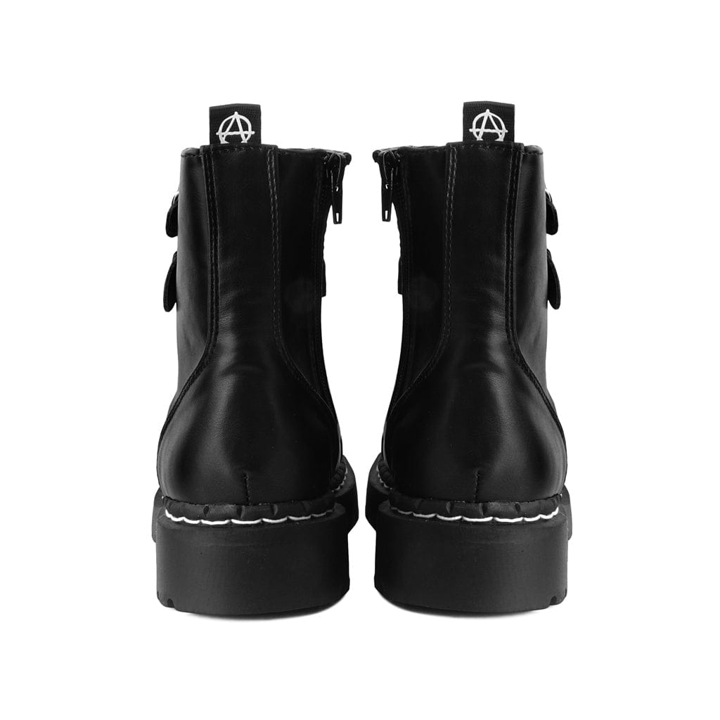 TUK Shoes Anarchic Capped Toe Boot Black Vegan Faux Leather