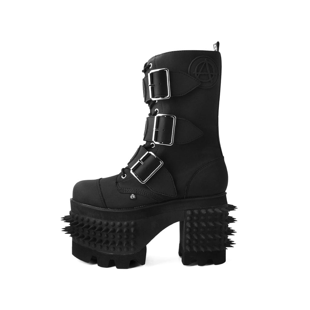Black Anarchic 3-Buckle Hell Raiser Boot Vegan Boots Shoes