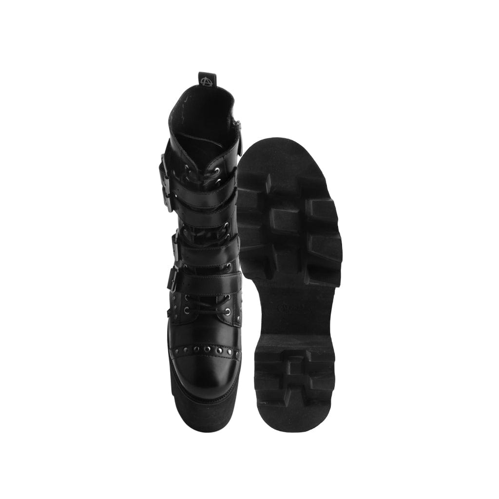 TUK Shoes Anarchic Moto Big Buckle Boot Black Vegan Leather