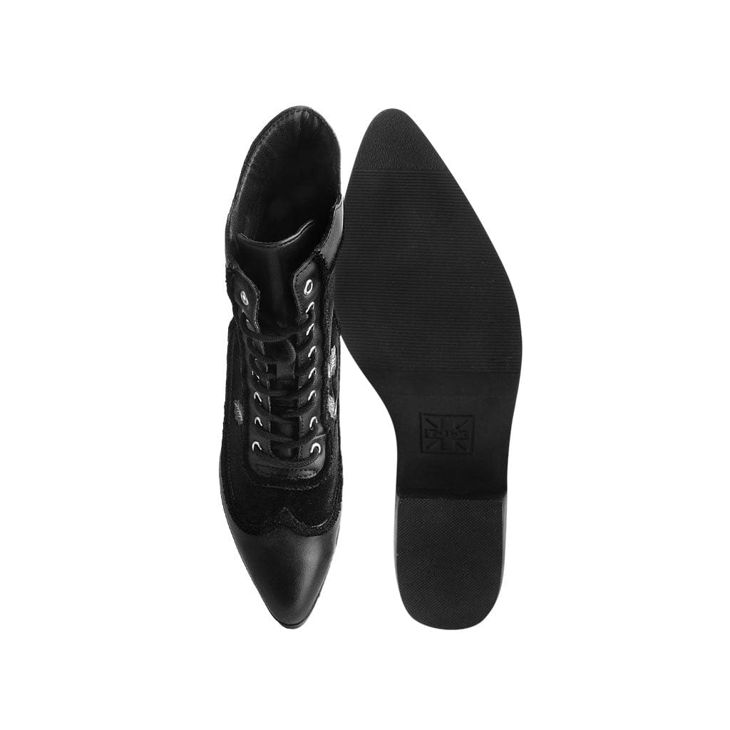 TUK Shoes Anarchic Pointed Cuban Heel Boot Black Velvet