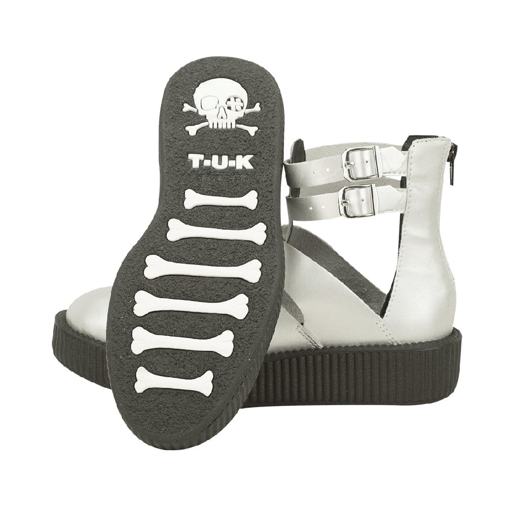 TUK Shoes Viva Lo Sole Creeper Sandal Silver Leather