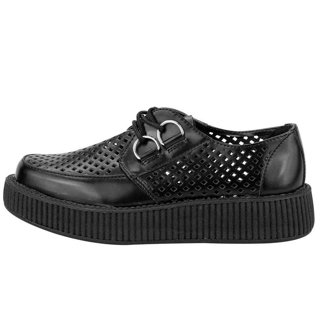 TUK Shoes Viva Lo Sole Creeper Black Perforated Leather