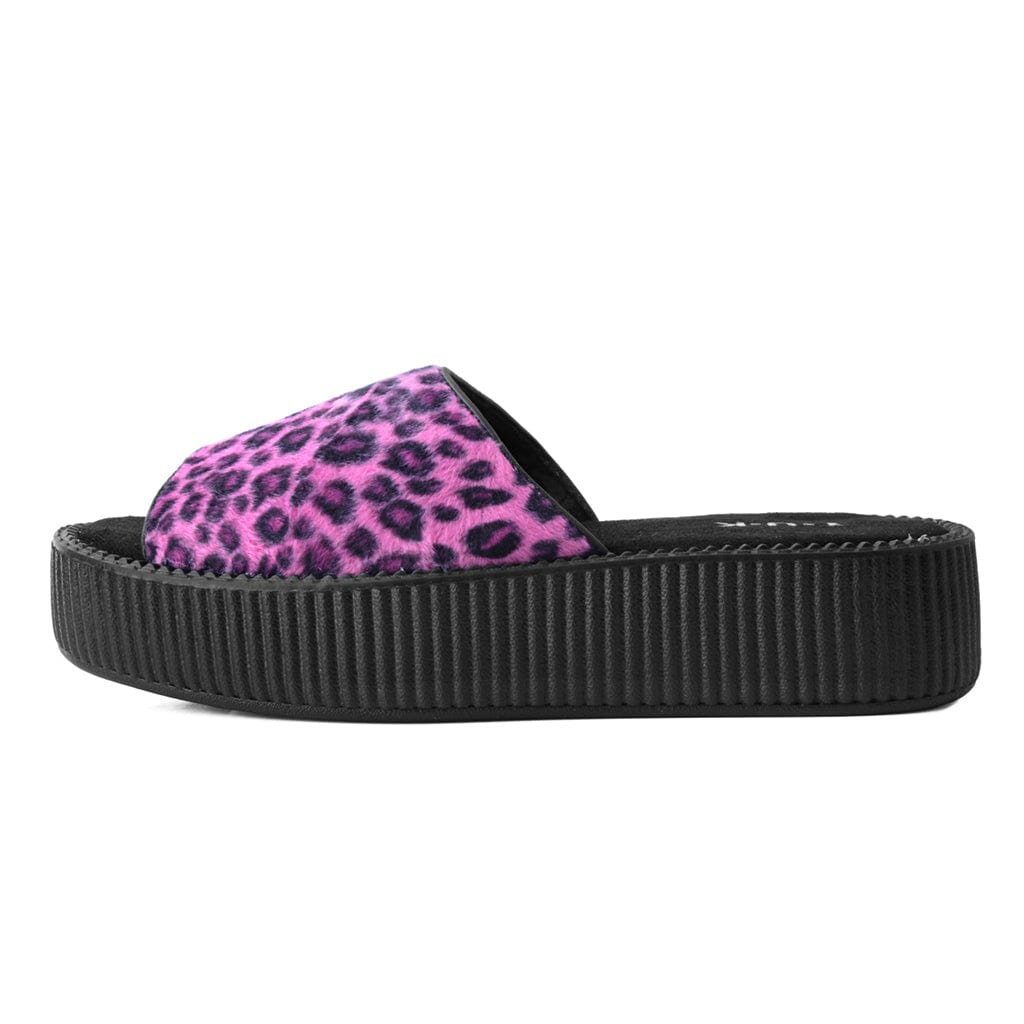 TUK Shoes Viva Mondo Slide Sandal Pink Leopard Fur